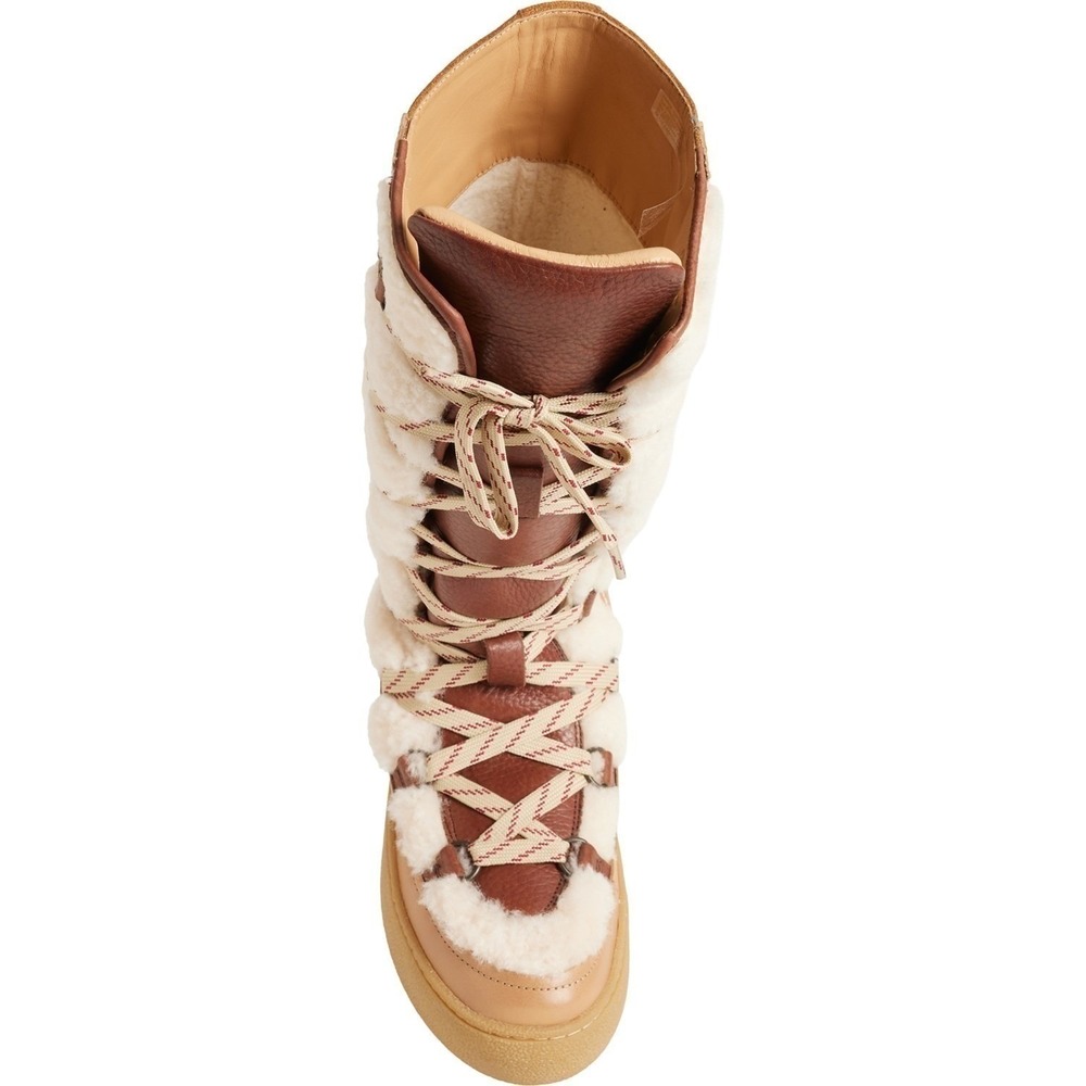 Free People Tall Shearling Platform Boots Size 7 Lace-up Nordic Scandi NEW‎ - Picture 5 of 6